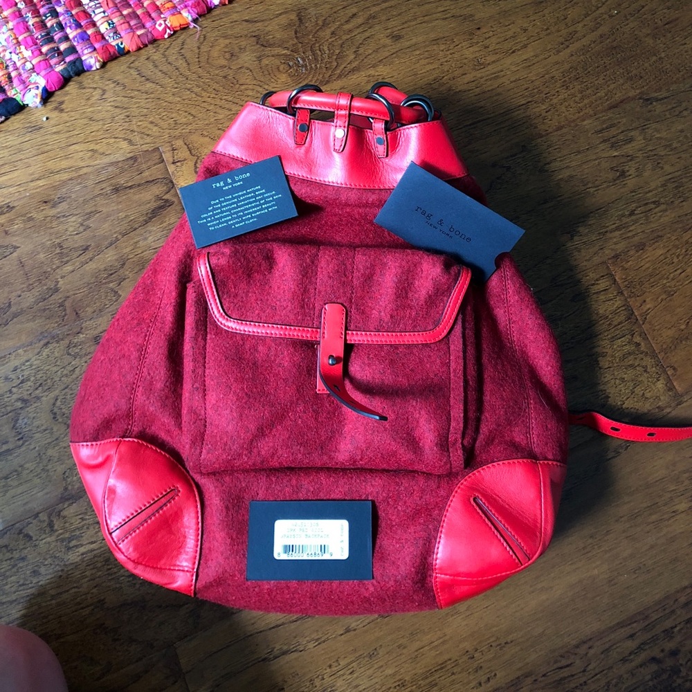 Rag & Bone brand new Grayson red wool backpack